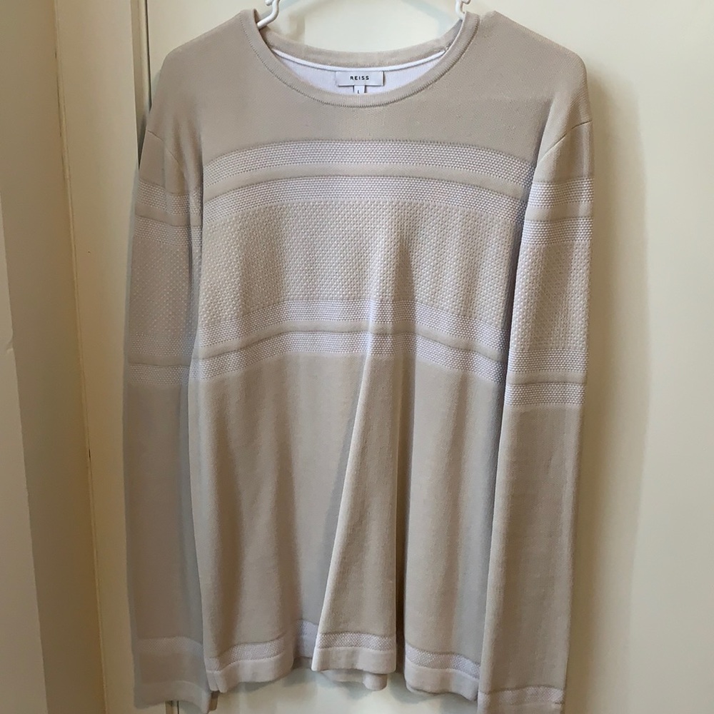 Reiss Birch Silver sweater with textured pattern.